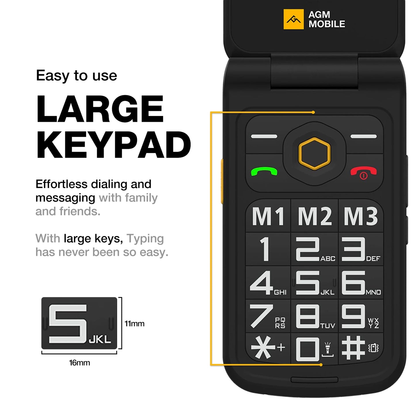 Rugged Flip Cellphone, Large key pad