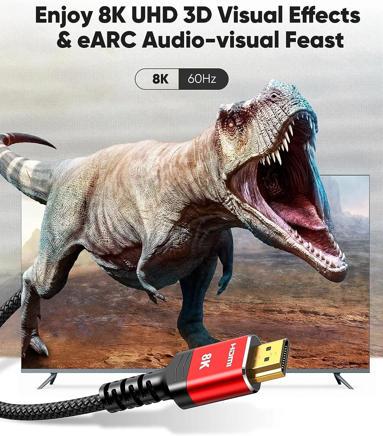8K HDMI 2.1 Cable High Speed 48Gbps Braided Cord