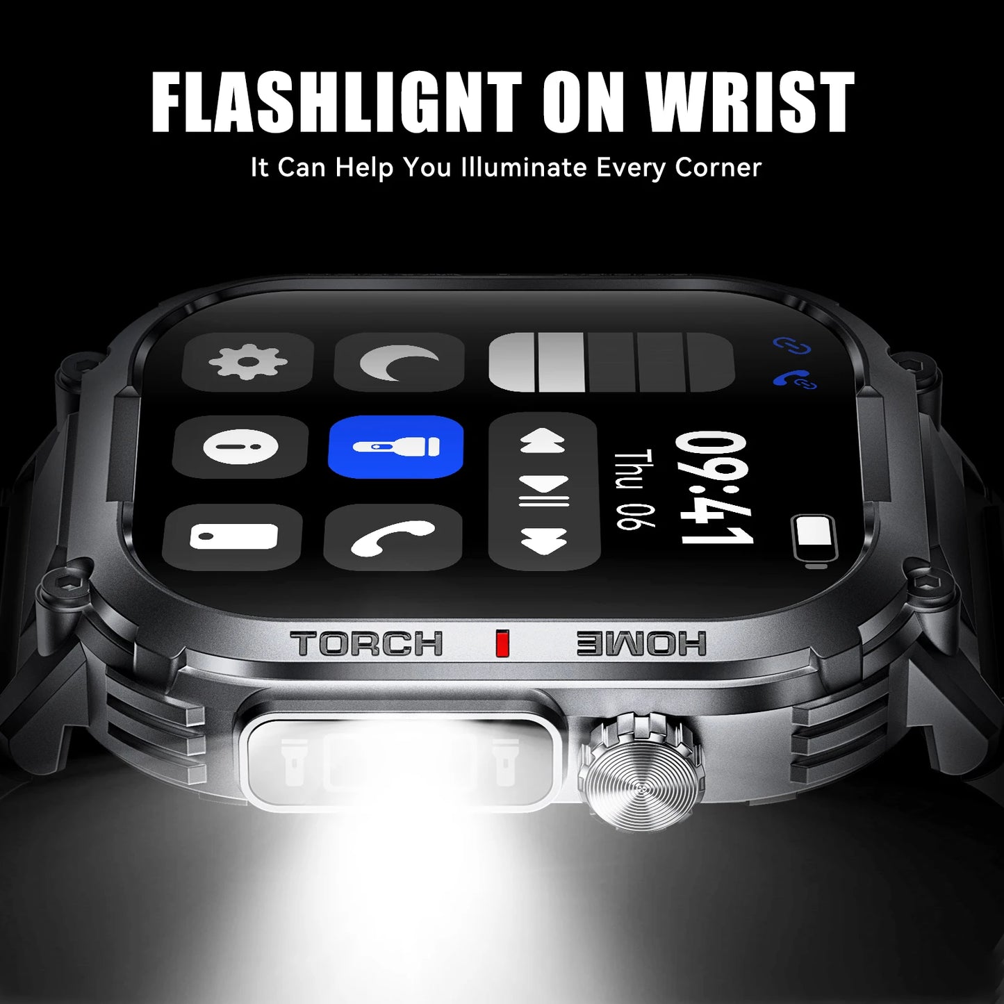 Smart Watch, Waterproof  With Compass And LED Flashlight