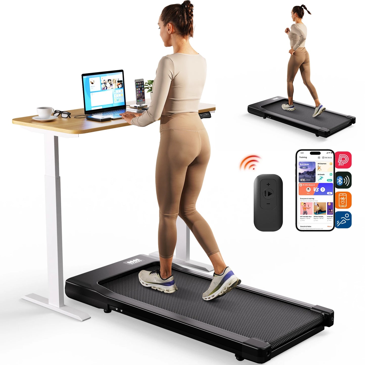 Walking Pad Under Desk Treadmill 2 in 1 Portable with Remote Control LED Display 2.5HP