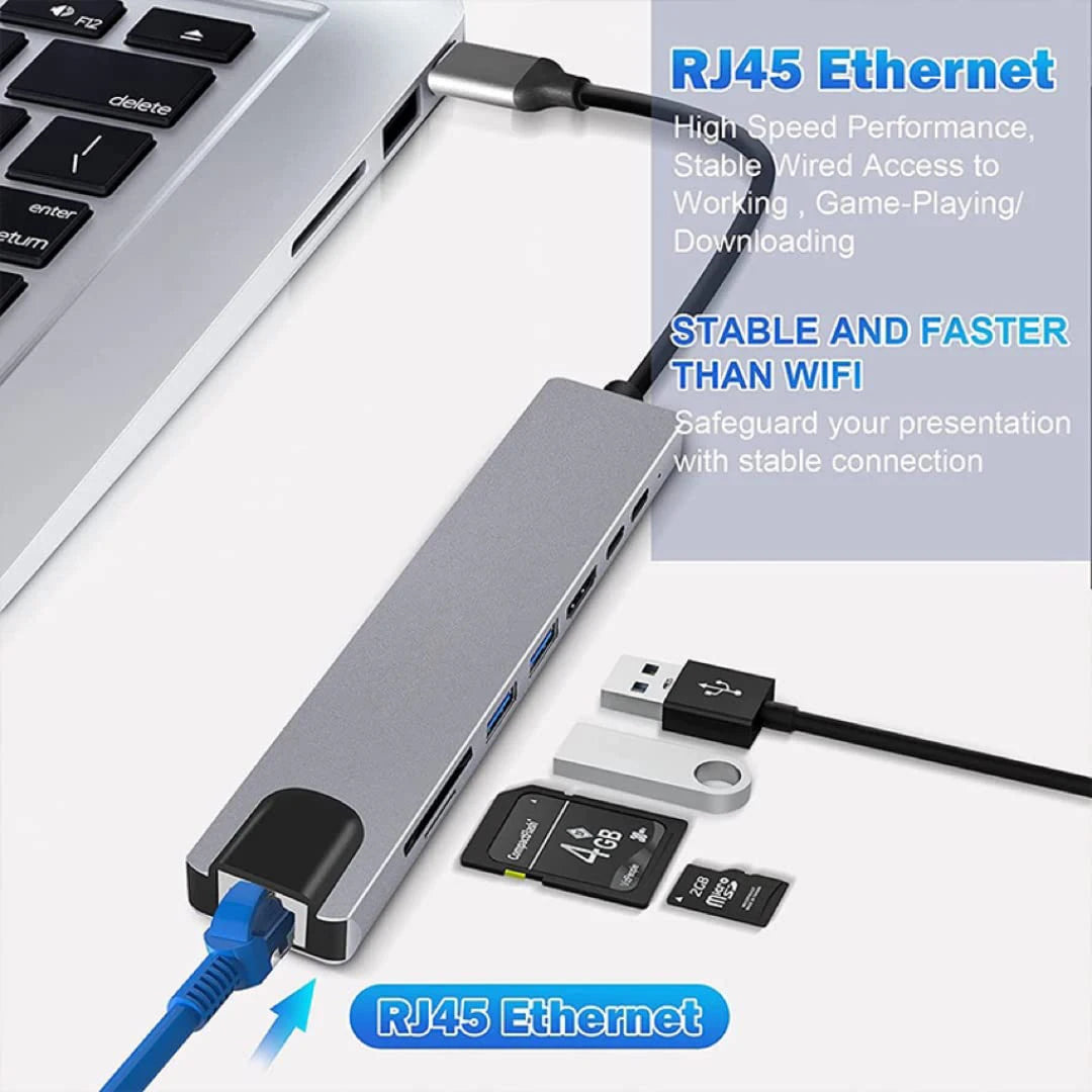 8 in 1 USB C Hub Type C to 4K HDTV Adapter