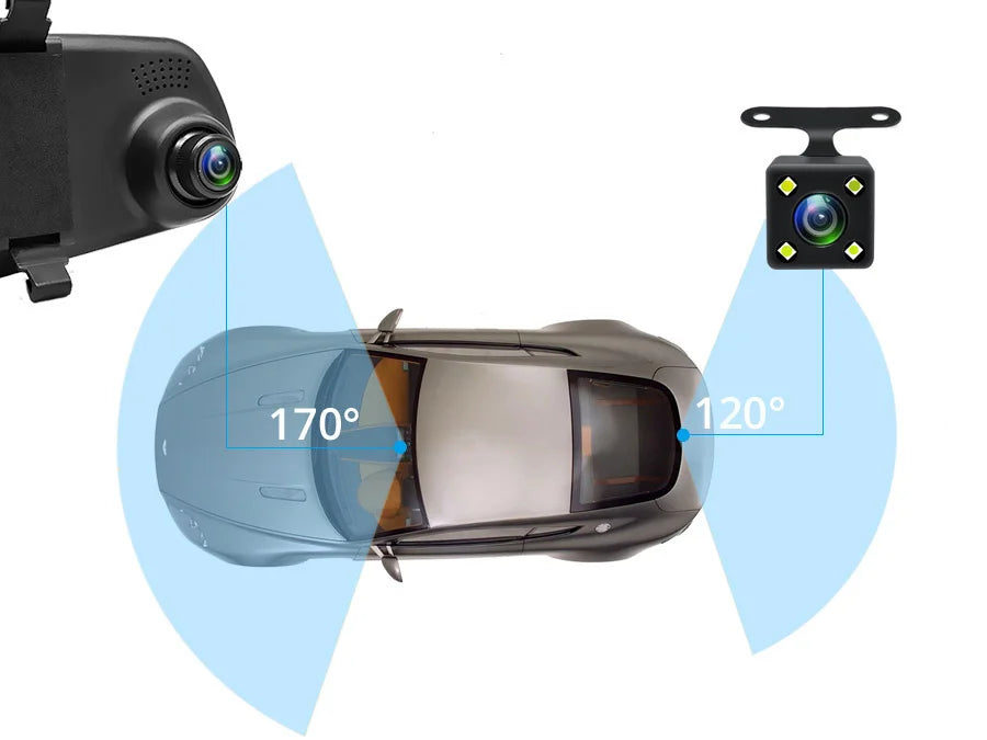 Dash Cam 4.3 Inches, Dual Lens Front and Rear Camera