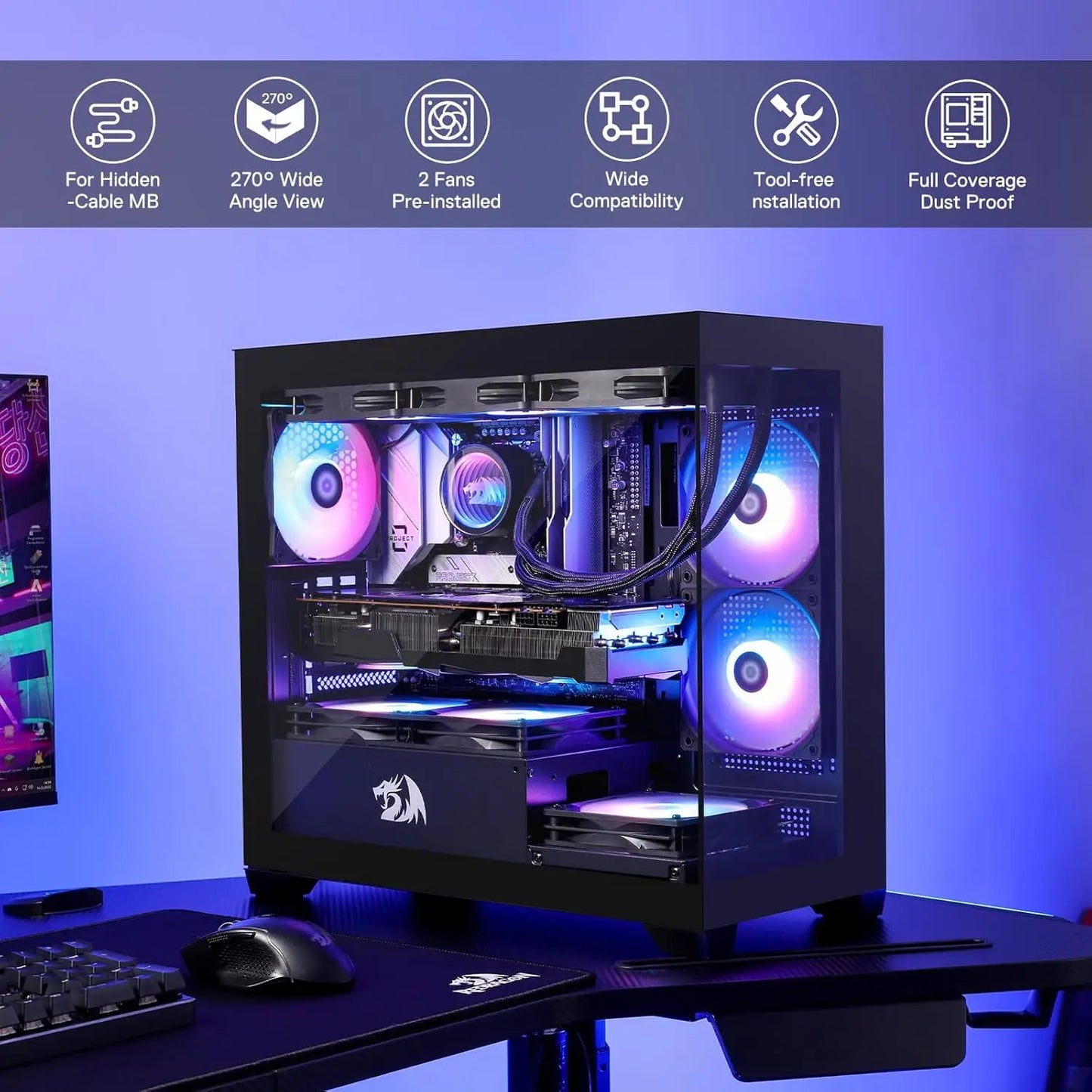 Gaming Back-Mounted PC Case
