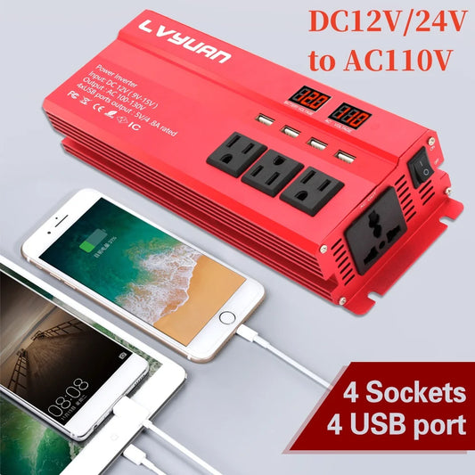 12V To 220V 5000W 6000W Power Inverte for Phone Laptops Car