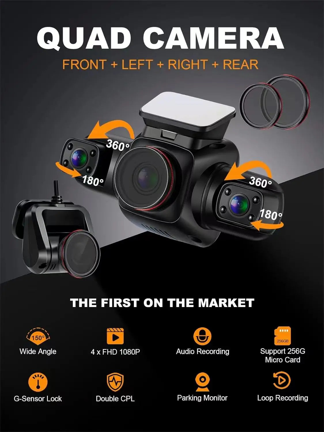 4 Channel DashCam Built-in GPS WiFi Night Vision 360 Degree