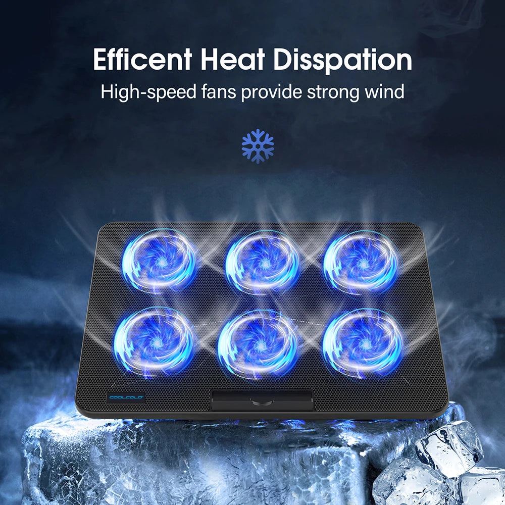 15.6-17.3inch Laptop Cooling Pad with 6 Quiet Fans