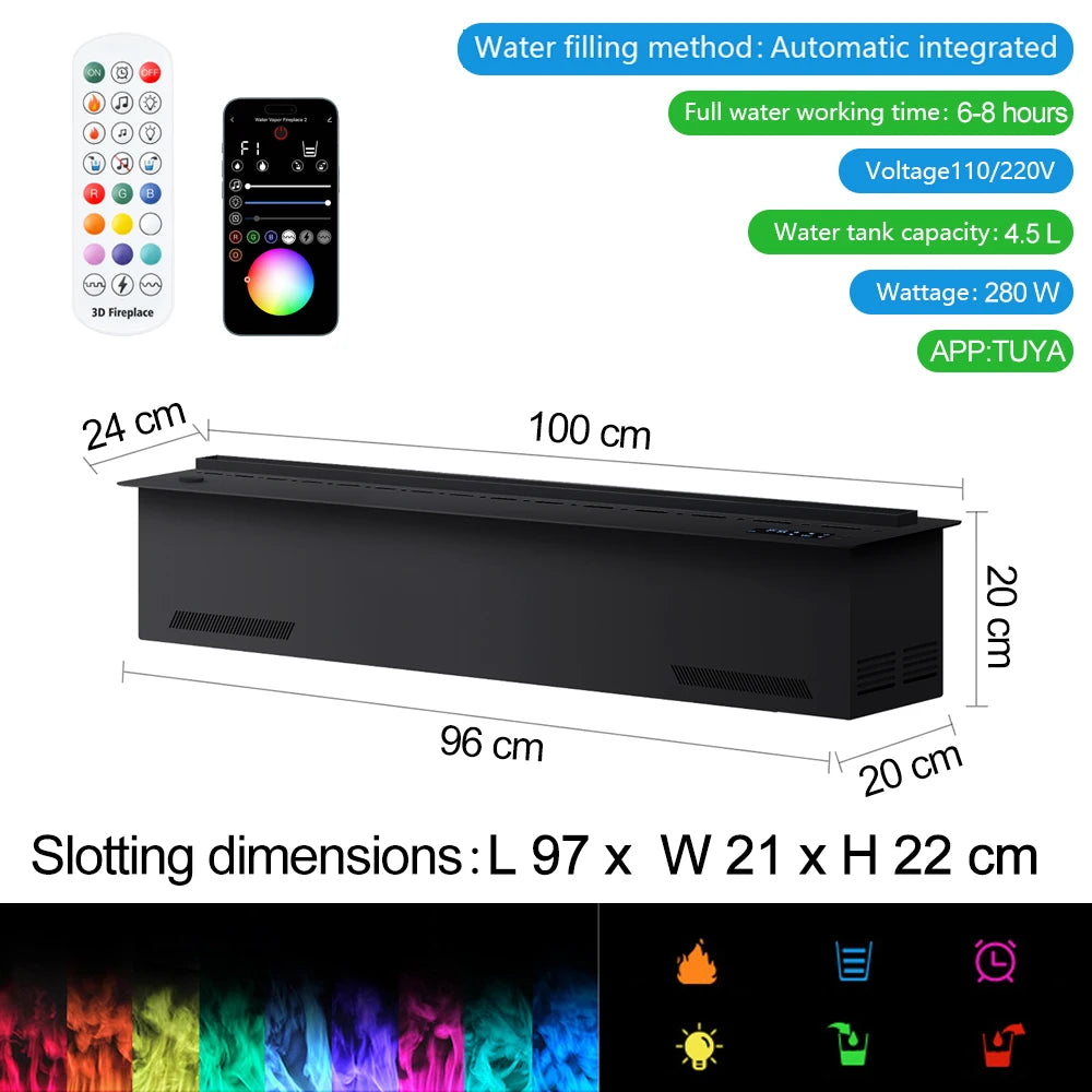 Smart atomization fireplace, 3D multi-color ,water vapor