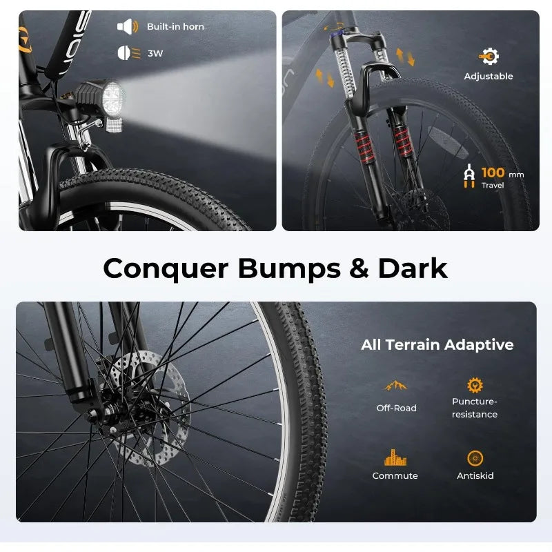 Electric mountain bike for Adults with Peak 500W Brushless Motor,