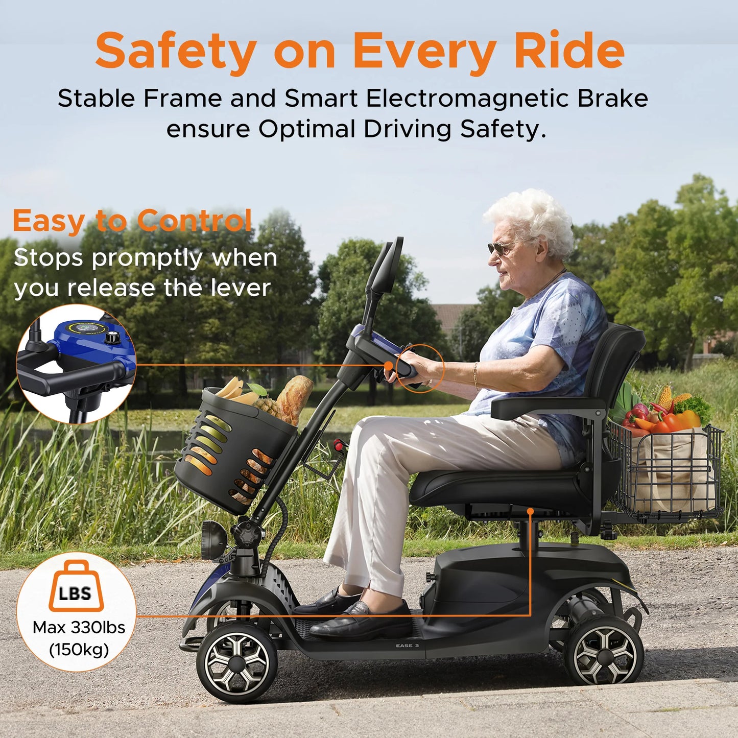 ENGWE 4-Wheel Mobility Scooter Easy Control, Outdoor & Daily Use