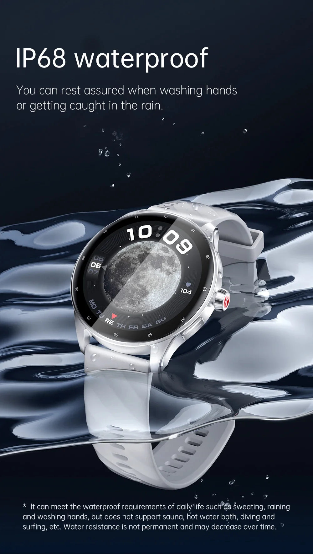 Smartwatch 1.43" AMOLED IP68 Waterproof Bluetooth 5.2 Fitness, Heart Rate, Blood Oxygen Monitor