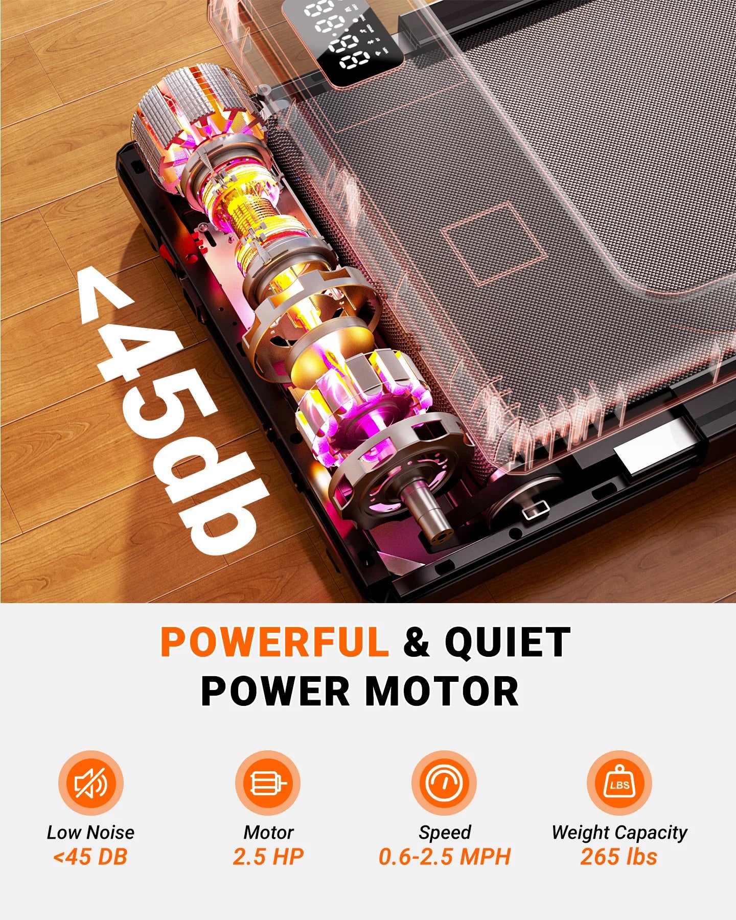 Walking Pad Under Desk Treadmill 2 in 1 Portable with Remote Control LED Display 2.5HP