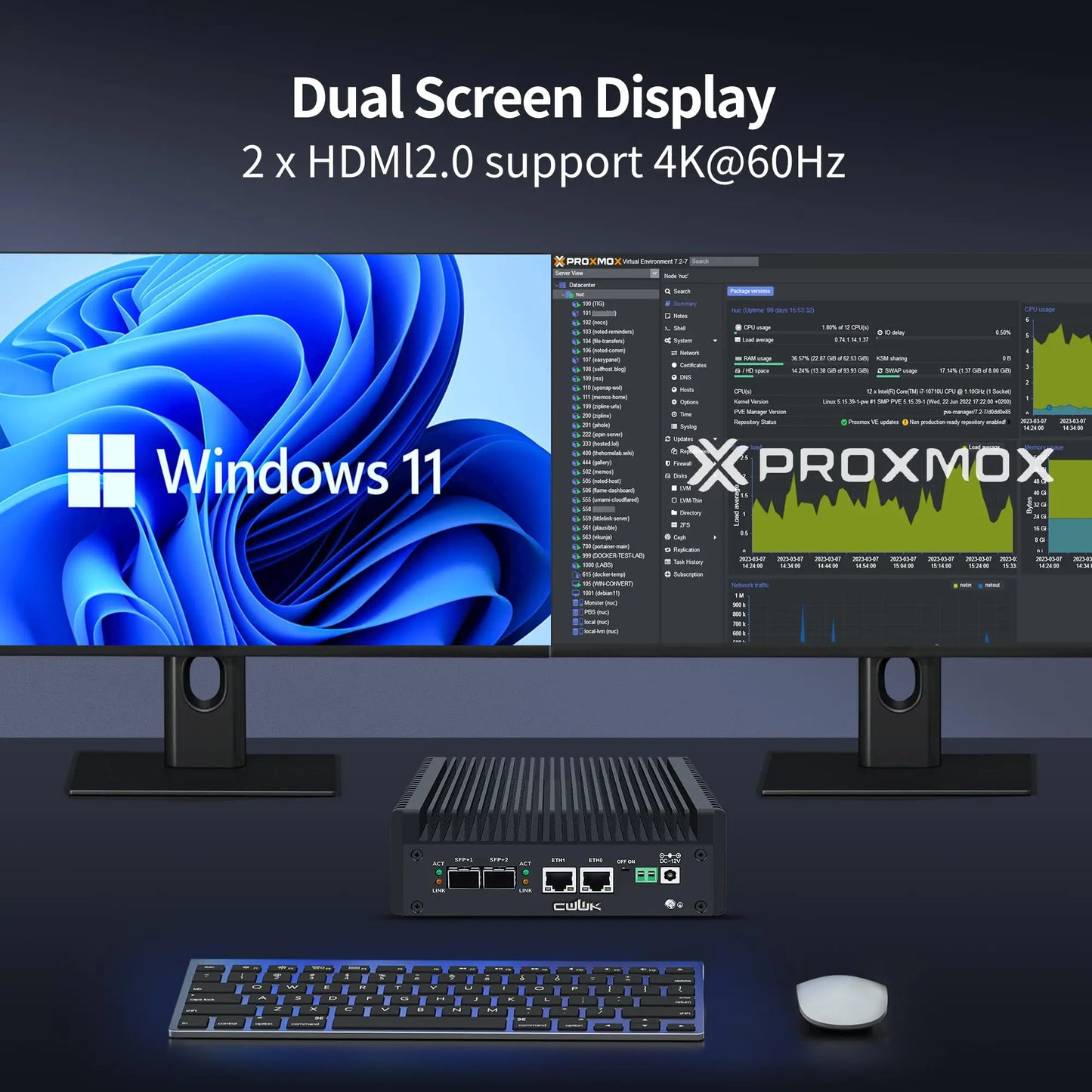 Mini Computer with 2 x i226-V 2.5GbE Micro PC Barebone DDR5 NO