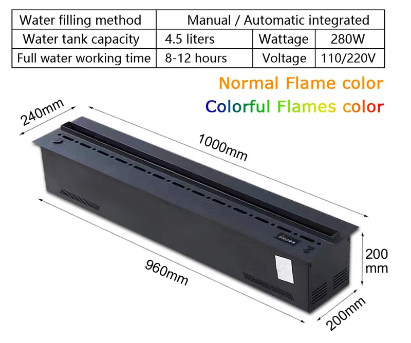 Smart atomization fireplace, 3D multi-color ,water vapor