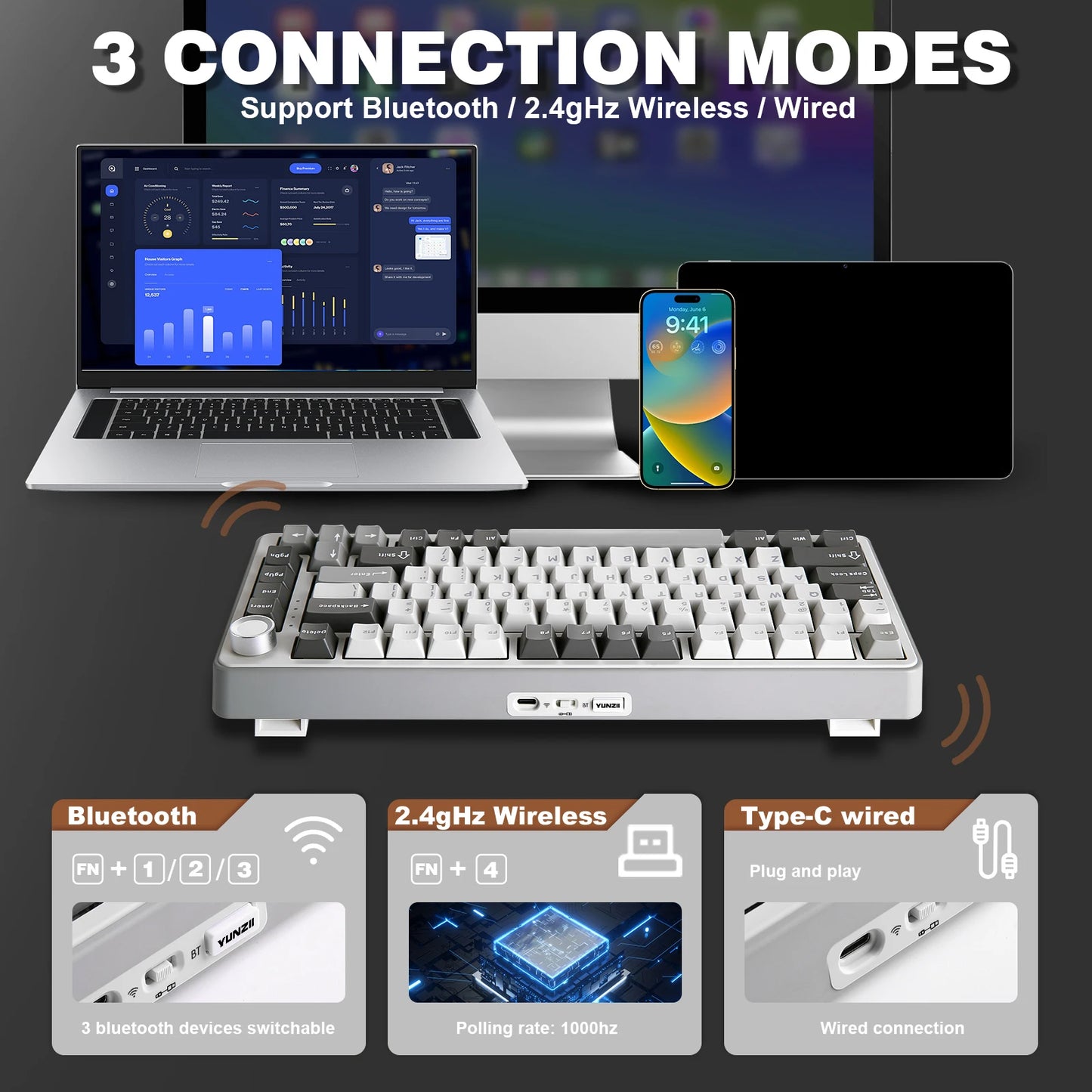 82-Key Wireless Mechanical  Keyboard