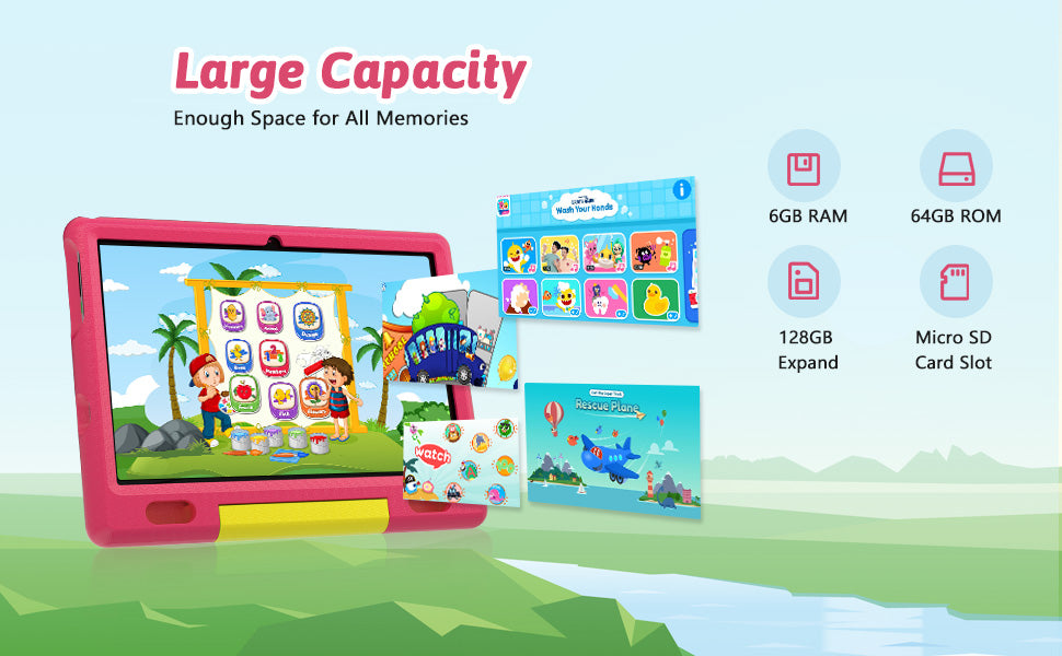 10-inch Kids Tablet Android 13 Kid Tablet, , Pre Installed, Parental Control